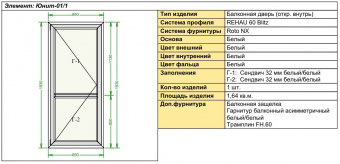 ����� ��� ��������� (����. ������) 1930x850 REHAU 60 Blitz Roto NX  �����/�����